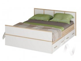 Двуспальная кровать 1,4м Сакура (дуб сонома/белый) в Берёзовке - beryozovka.mebel-nsk.ru | фото