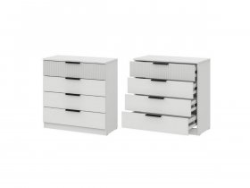 Комод 4 ящика (ЛДСП/МДФ) Эккервуд (белый) в Берёзовке - beryozovka.mebel-nsk.ru | фото
