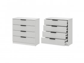 Комод 4 ящика (МДФ) Эккервуд (белый) в Берёзовке - beryozovka.mebel-nsk.ru | фото