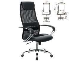 Кресло офисное BRABIX PREMIUM Stalker EX-608 CH, хром, ткань-сетка/кожзам, черное в Берёзовке - beryozovka.mebel-nsk.ru | фото