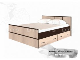 Кровать двуспальная с ящиками 1,4м Сакура (BTS) в Берёзовке - beryozovka.mebel-nsk.ru | фото