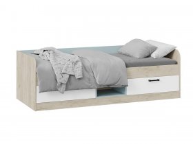 Кровать комбинированная «Оливер» Тип 1 401.003.000 (дуб крафт серый/белый/серо-голубой) в Берёзовке - beryozovka.mebel-nsk.ru | фото