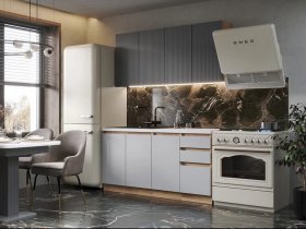Кухонный гарнитур Ника 1,6 м (графит/серый софт) в Берёзовке - beryozovka.mebel-nsk.ru | фото