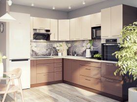 Модульная кухня Классика (ваниль/шоколад) в Берёзовке - beryozovka.mebel-nsk.ru | фото