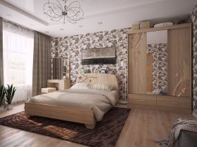 Модульная спальня Виктория-1 (дуб сонома) в Берёзовке - beryozovka.mebel-nsk.ru | фото