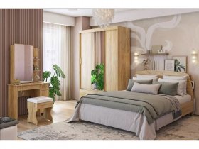 Модульная спальня Виктория-1 (дуб крафт золотой) в Берёзовке - beryozovka.mebel-nsk.ru | фото