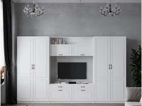 Модульная стенка Апполия (белый/белый дуб) в Берёзовке - beryozovka.mebel-nsk.ru | фото