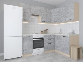 Модульная угловая кухня 1,4м*2,1м Лада (цемент) в Берёзовке - beryozovka.mebel-nsk.ru | фото