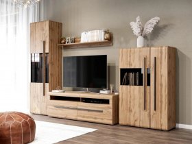 Модульная стенка Ницца (дуб вотан) в Берёзовке - beryozovka.mebel-nsk.ru | фото
