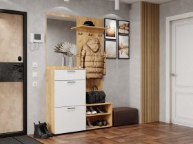 Прихожая Монтана (дуб крафт золотой/белый) в Берёзовке - beryozovka.mebel-nsk.ru | фото
