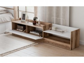 Тумба под ТВ Брауни (дуб делано/белый) в Берёзовке - beryozovka.mebel-nsk.ru | фото