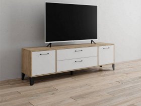 Тумба под ТВ Парус-13 (дуб крафт серый/белый) в Берёзовке - beryozovka.mebel-nsk.ru | фото